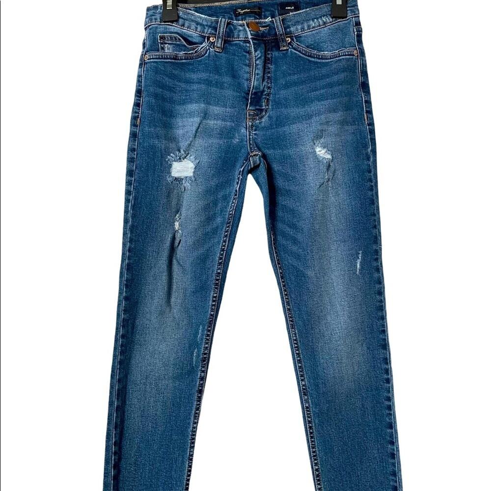 Supplies Ankle Ripped JEANS Womens size 2 Petite Blue Denim High Rise Skinny